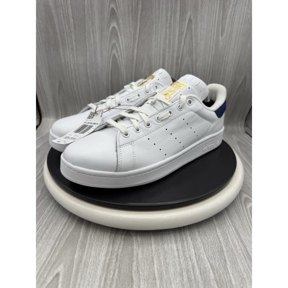 adidas Velostan Smith Mens Size 10.5 White Blue 2 Bolt Cycling Shoes JQ2321 NEW